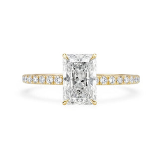 Radiant Cut Verlobungsring aus 750 Gelbgold mit Pavé-Diamanten und Lab-Grown Hauptdiamant