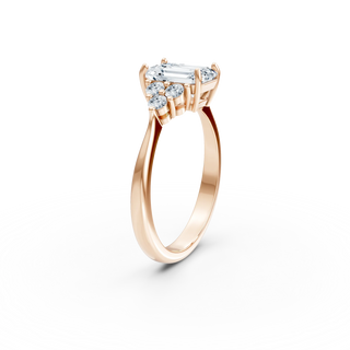 Exklusiver Emerald Cut Verlobungsring mit schwebender Fassung – Lab Grown Diamant in 14K/18K Roségold