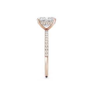 "Amalia" Elongated Cushion Pavé Verlobungsring - Roségold