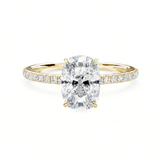 Draufsicht Elongated Cushion Verlobungsring 18K Gelbgold mit Lab-Grown Diamant