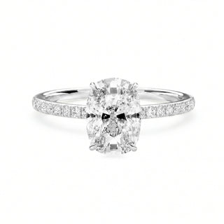 "Amalia" Elongated Cushion Pavé Verlobungsring - Platin