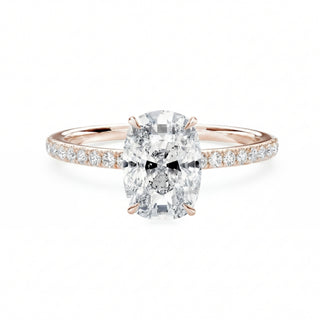 "Amalia" Elongated Cushion Pavé Verlobungsring - Roségold