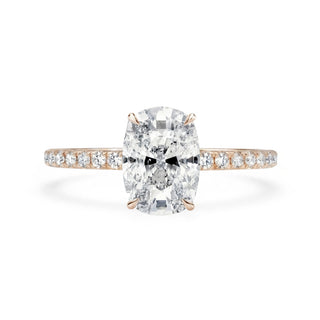 "Amalia" Elongated Cushion Pavé Verlobungsring - Roségold