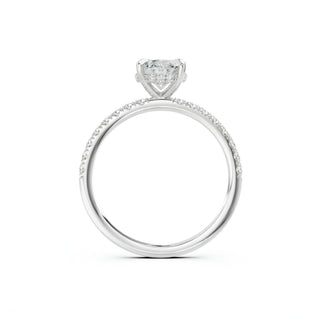 "Amalia" Elongated Cushion Pavé Verlobungsring - Weißgold