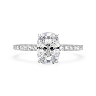 "Amalia" Elongated Cushion Pavé Verlobungsring - Platin
