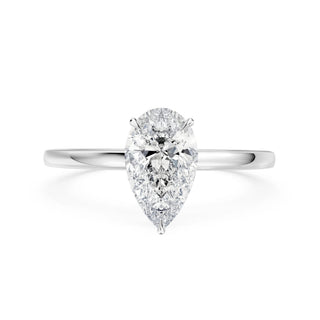 Flora Verlobungsring aus 950 Platin mit Pear Cut Lab-Grown Diamant im Tropfenschliff