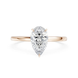 Flora Verlobungsring aus 750 Roségold mit Pear Cut Lab-Grown Diamant im Tropfenschliff