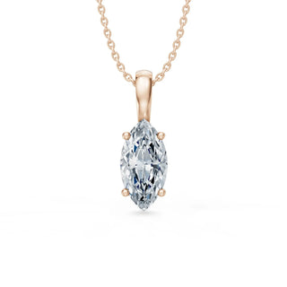 Halskette mit Marquise-Labordiamant in 14K Roségold – zarte Frontansicht mit elegantem Glanz