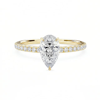 0,5 Karat Tropfenschliff Verlobungsring aus Gelbgold mit Lab-Grown-Diamant