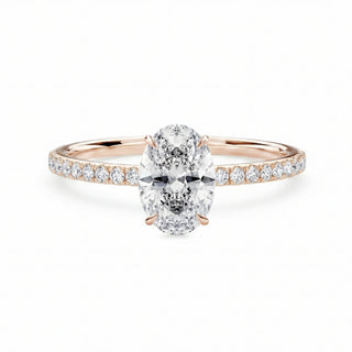 Nachhaltiger Lab-Grown-Diamant Verlobungsring in Roségold mit ovalem Hauptstein