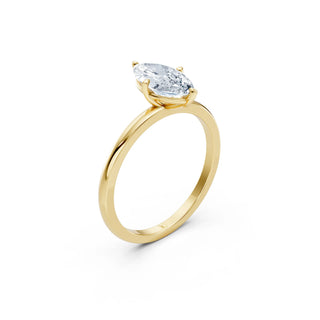 Marquise Cut Verlobungsring aus 18K Gelbgold mit spitz zulaufendem Diamant – Lisya Jewelry