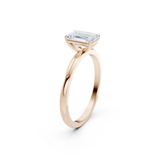 Emerald Cut Verlobungsring 18K Roségold mit rechteckigem Labordiamant – Lisya Jewelry