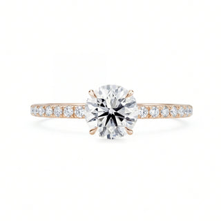 Zea Pavé Hidden Halo Verlobungsring in 750 Roségold mit rundem Lab-Grown-Diamanten im Round Cut