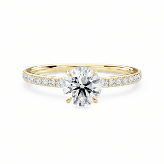 Zea Signature Verlobungsring Gelbgold mit funkelndem Round Diamanten und Hidden Halo