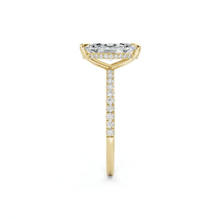 "Daisy" Marquise Pavé Verlobungsring - Gelbgold