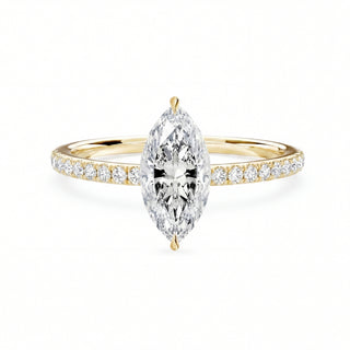 "Daisy" Marquise Pavé Verlobungsring - Gelbgold