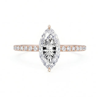 "Daisy" Marquise Pavé Verlobungsring - Roségold