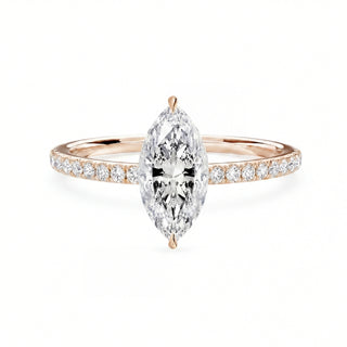 "Daisy" Marquise Pavé Verlobungsring - Roségold