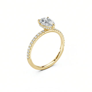 2 Karat Lab-Grown-Diamant im Tropfenschliff als Verlobungsring aus 750 Gelbgold