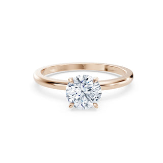 Nahaufnahme des Round Cut Labordiamanten im 18K Roségoldring – Lisya Jewelry