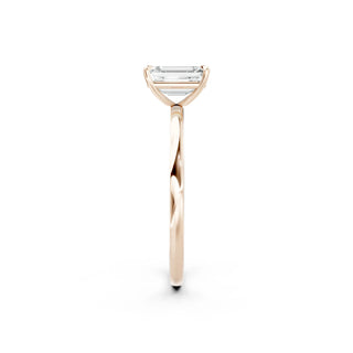 Eleganter Smaragdschliff Verlobungsring aus massivem 750 Roségold mit Lab-Diamant