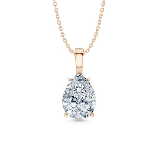 Solitär-Halskette mit Pear-Cut Labordiamant in 14K Roségold – elegante Frontansicht mit femininem Glanz