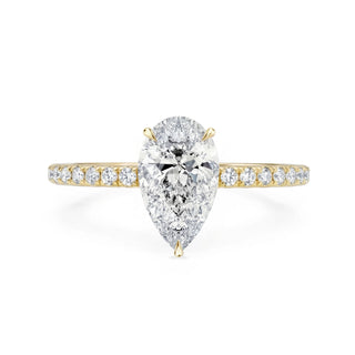 Pear Cut Verlobungsring in 750 Gelbgold mit 1 Karat Lab-Grown-Diamant