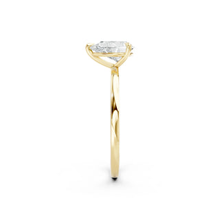 Eleganter Tropfenschliff Verlobungsring aus massivem 750 Gelbgold mit Lab-Diamant